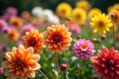 Jardin en plein soleil avec fleurs D colorées et éclatantes