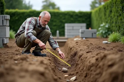 Jardinier &eacute;tudiant la tranch&eacute;e pour la serre en ext&eacute;rieur